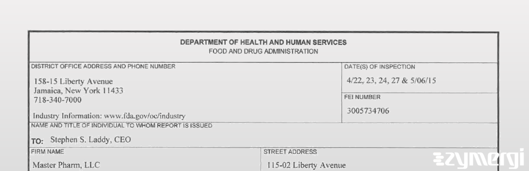 FDANews 483 MasterPharm LLC May 6 2015 top