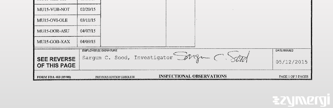 Sargum C. Sood FDA Investigator