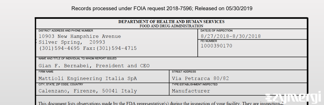 FDANews 483 Mattioli Engineering Italia SpA Aug 30 2018 top