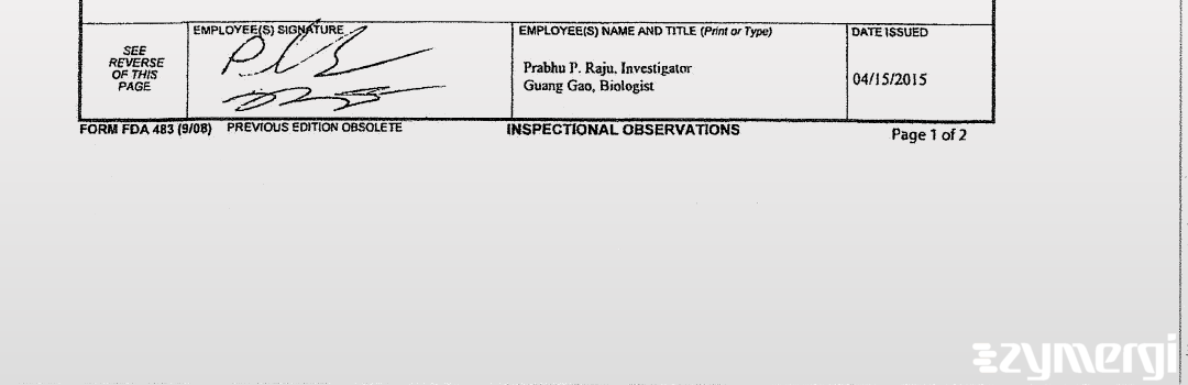 Prabhu P. Raju FDA Investigator 