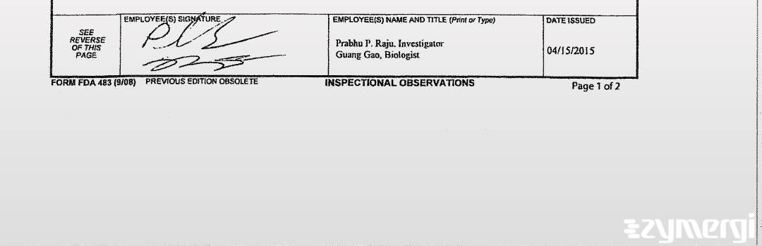 Prabhu P. Raju FDA Investigator