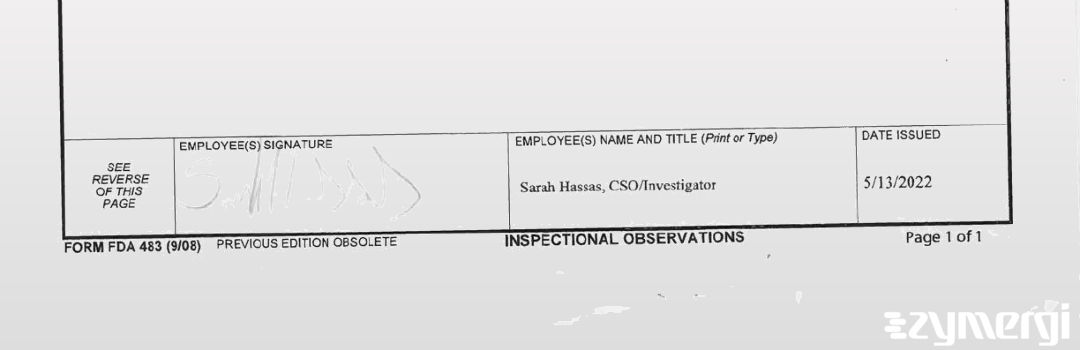 Sarah A. Hassas FDA Investigator 