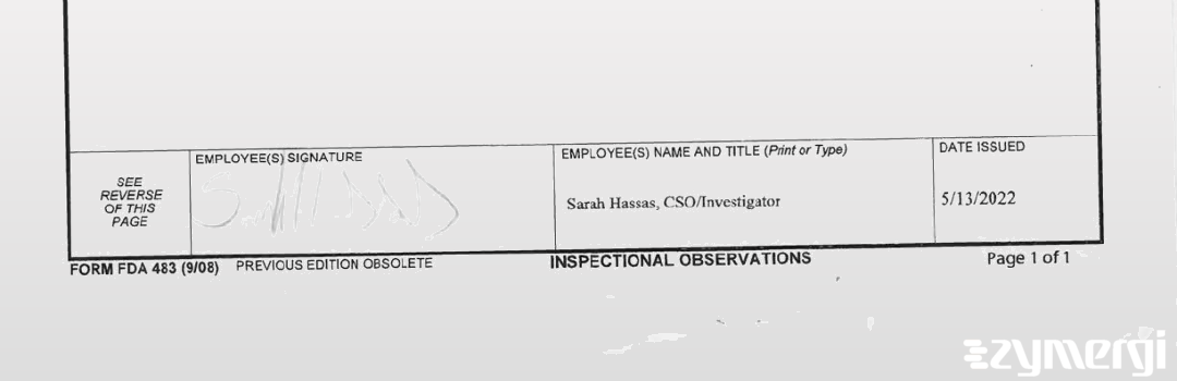 Sarah A. Hassas FDA Investigator