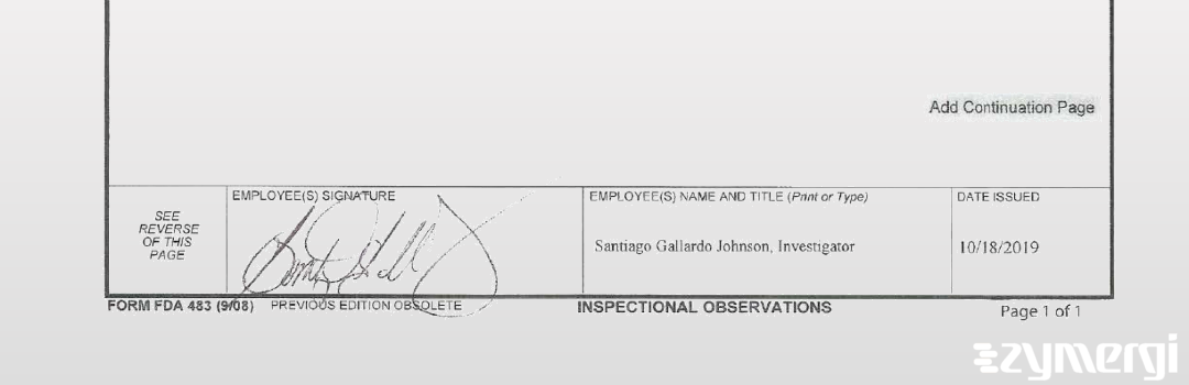 Santiago Gallardo Johnson FDA Investigator Gallardo Johnson, Santiago FDA Investigator 