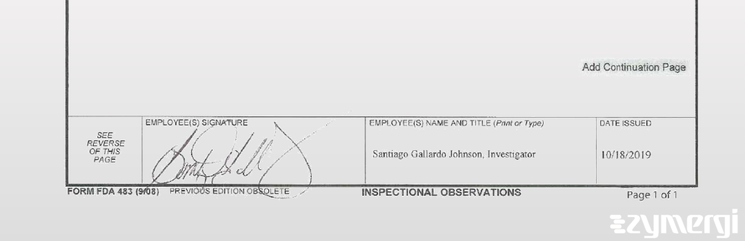 Santiago Gallardo Johnson FDA Investigator