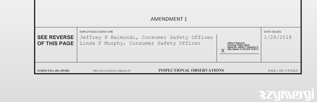 Jeffrey P. Raimondi FDA Investigator Linda F. Murphy FDA Investigator 