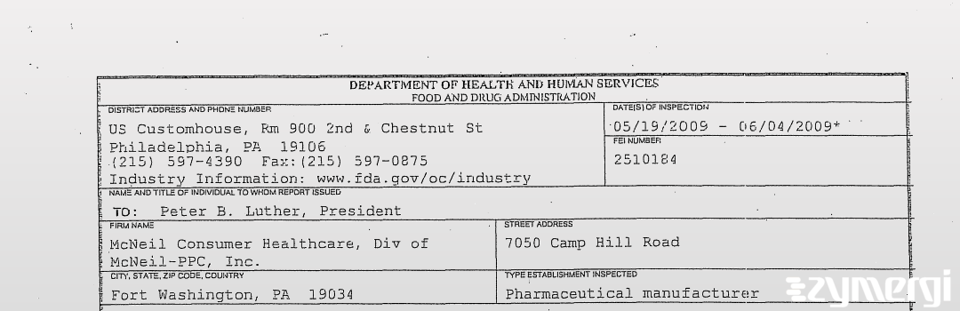 FDANews 483 Mcneil Consumer Healthcare, Div Of Mcneil-ppc, Inc. Jun 4 2009 top