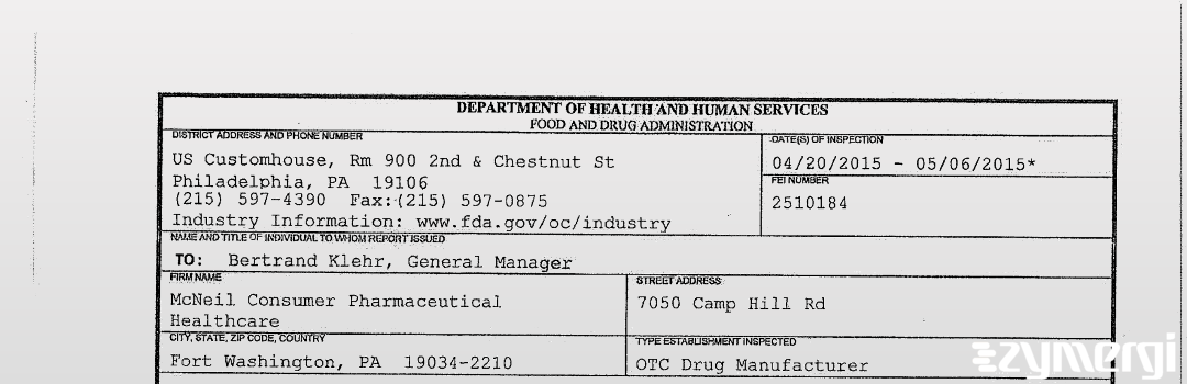 FDANews 483 Mcneil Consumer Healthcare, Div Of Mcneil-ppc, Inc. May 6 2015 top