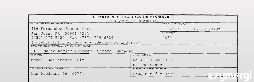 FDANews 483 McNeil Healthcare, LLC Feb 3 2010 top
