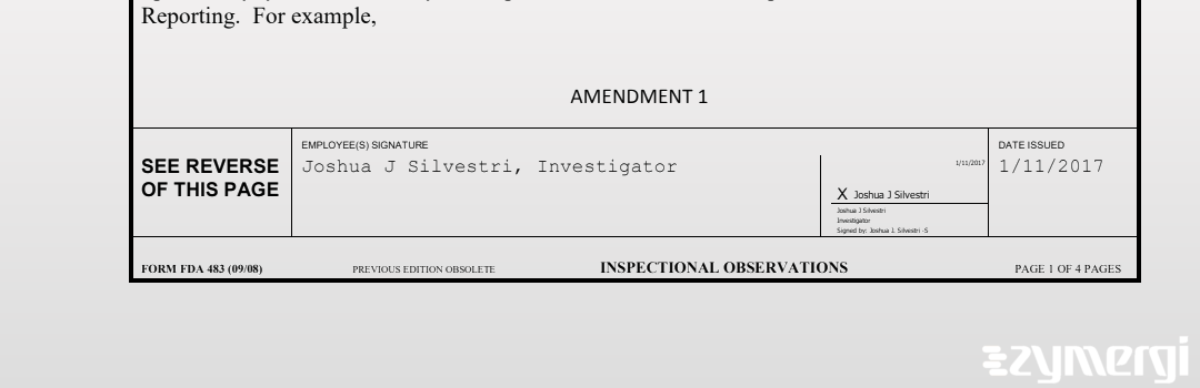 Joshua J. Silvestri FDA Investigator 