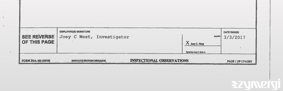 Joey C. West FDA Investigator