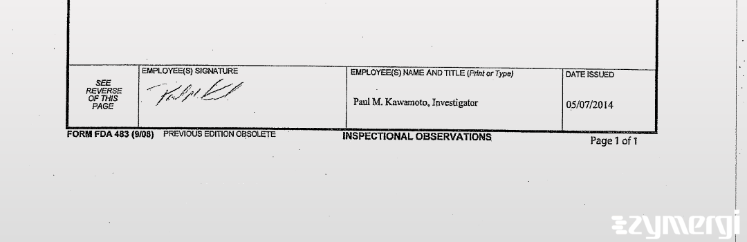 Paul M. Kawamoto FDA Investigator 