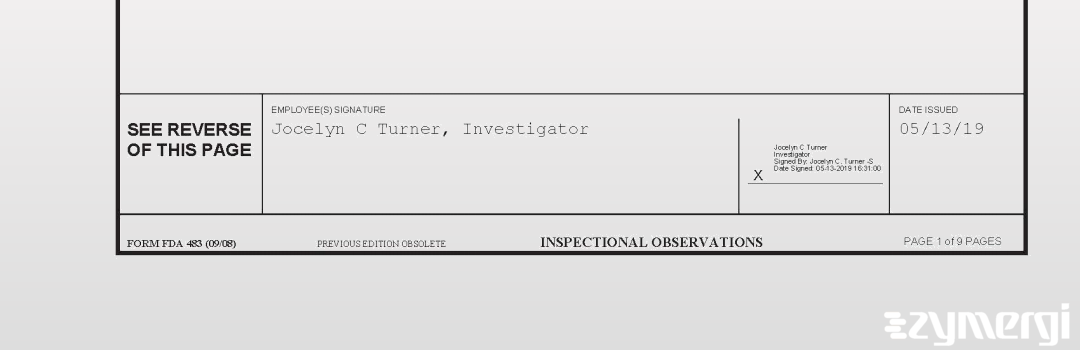 Jocelyn C. Turner FDA Investigator 