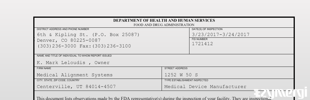 FDANews 483 Medical Alignment Systems Mar 24 2017 top