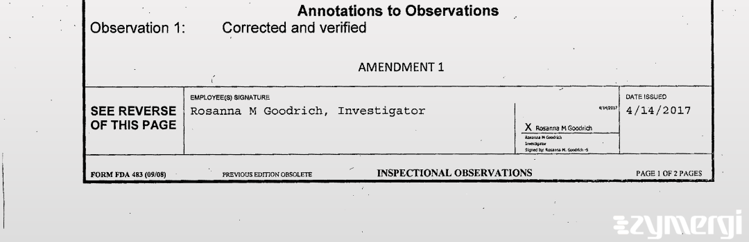 Rosanna M. Goodrich FDA Investigator