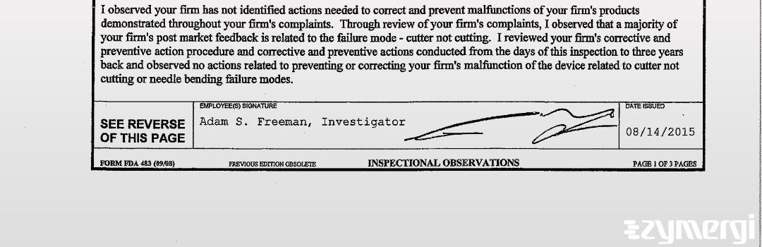 Adam S. Freeman FDA Investigator 