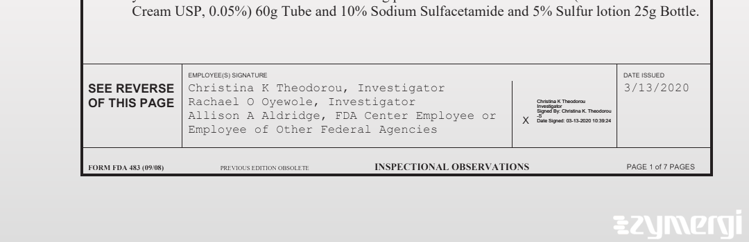 Rachael O. Oyewole FDA Investigator Christina K. Theodorou FDA Investigator Allison A. Aldridge FDA Investigator 