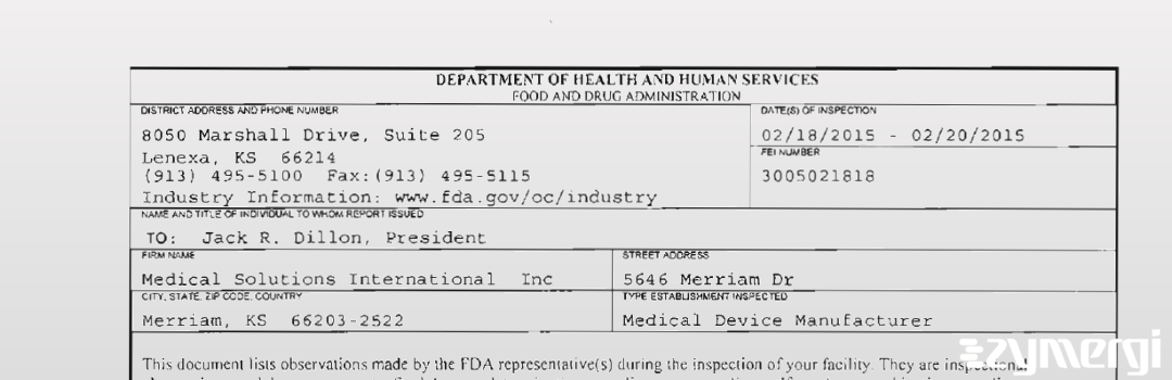 FDANews 483 Medical Solutions International  Inc Feb 20 2015 top