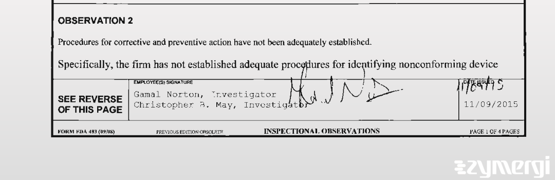 Christopher B. May FDA Investigator Gamal A. Norton FDA Investigator 