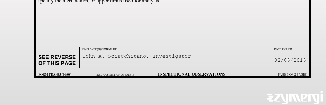 John A. Sciacchitano FDA Investigator 