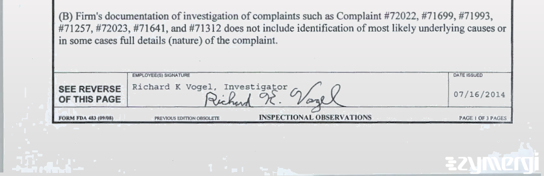 Richard K. Vogel FDA Investigator