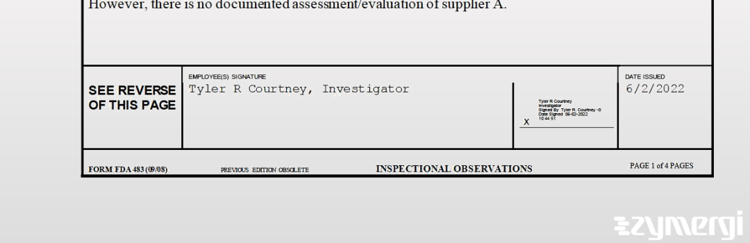 Tyler R. Courtney FDA Investigator 