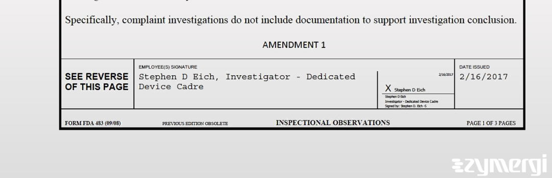 Stephen D. Eich FDA Investigator 