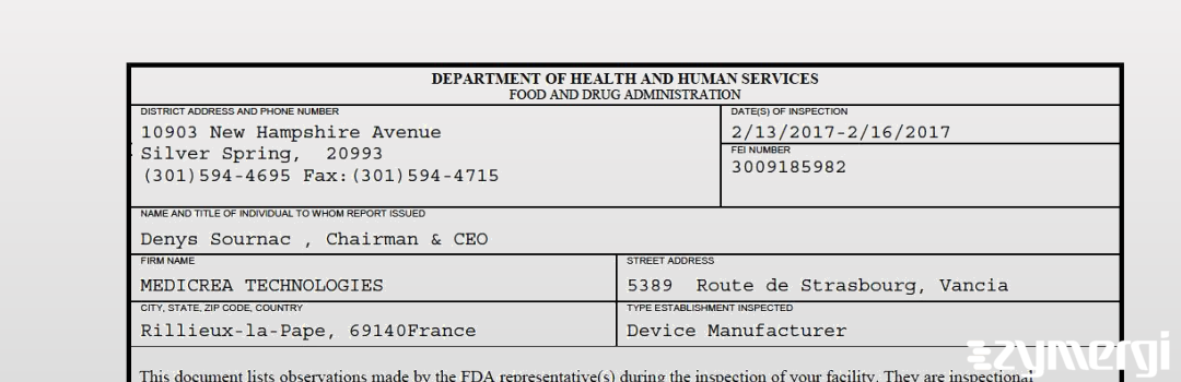 FDANews 483 Medicrea International SA Feb 16 2017 top