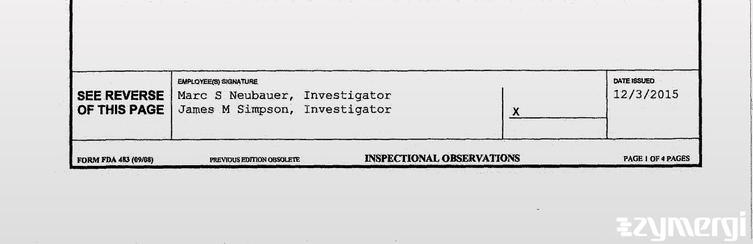 Marc S. Neubauer FDA Investigator James M. Simpson FDA Investigator