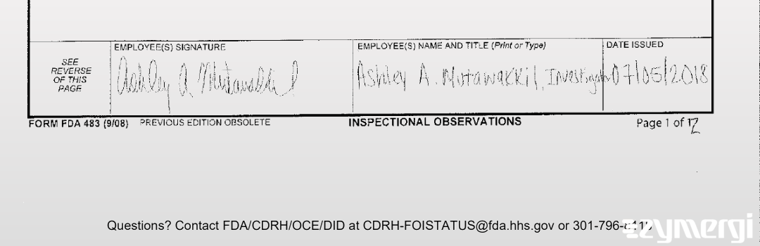 Ashley A. Mutawakkil FDA Investigator