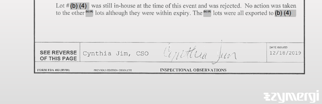 Cynthia Jim FDA Investigator