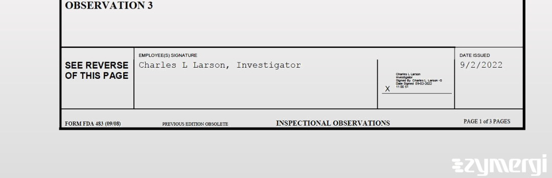 Charles L. Larson FDA Investigator 