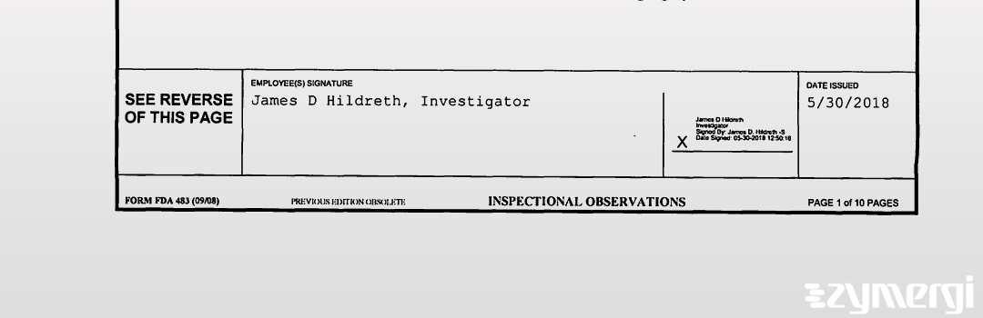 James D. Hildreth FDA Investigator 