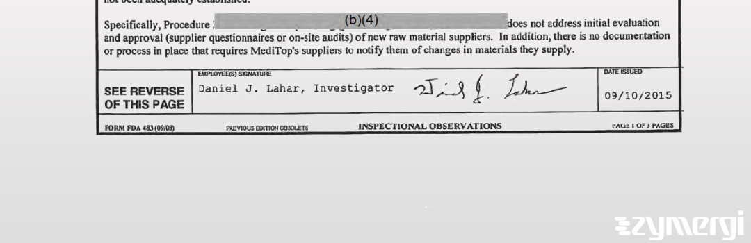 Daniel J. Lahar FDA Investigator 