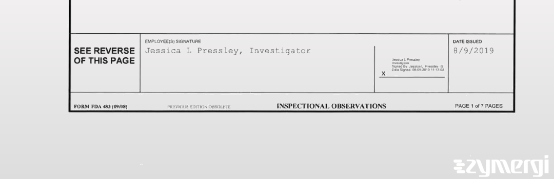 Jessica L. Pressley FDA Investigator 