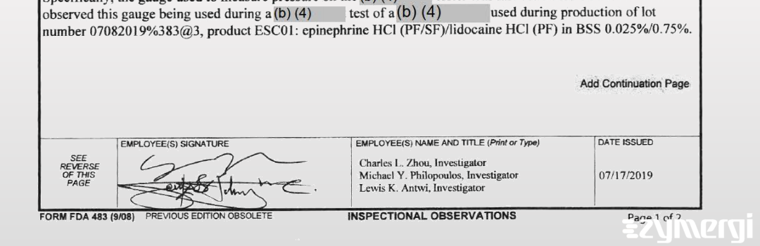 Lewis K. Antwi FDA Investigator Charles L. Zhou FDA Investigator Constantin Y. Philopoulos FDA Investigator 