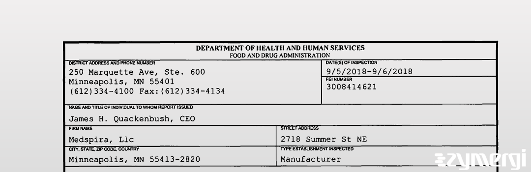 FDANews 483 Medspira, Llc Sep 6 2018 top