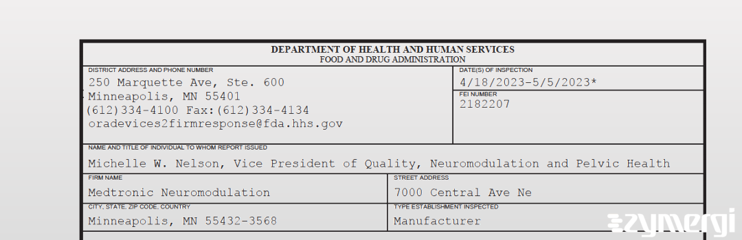 FDANews 483 Medtronic Neuromodulation May 5 2023 top