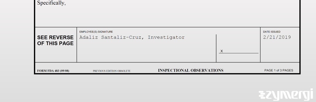 Adaliz Santaliz-Cruz FDA Investigator