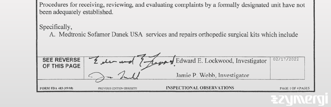 Edward E. Lockwood FDA Investigator Jamie P. Webb FDA Investigator 