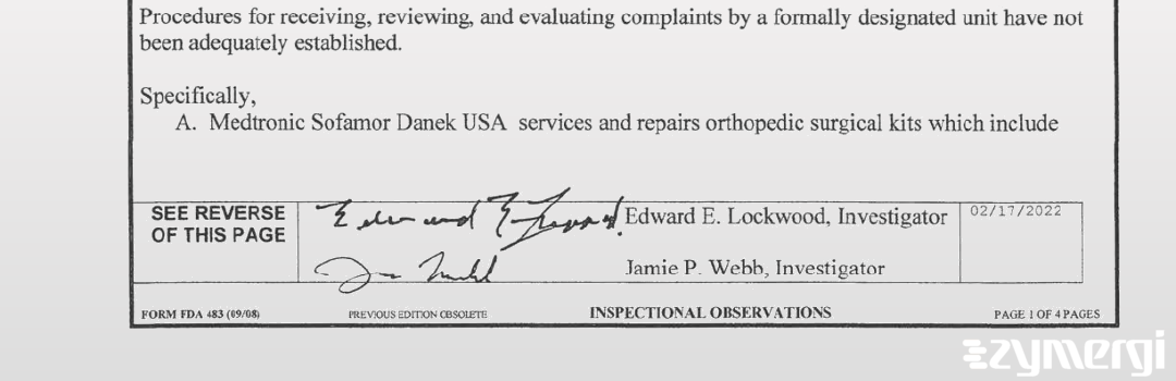 Edward E. Lockwood FDA Investigator Jamie P. Webb FDA Investigator 
