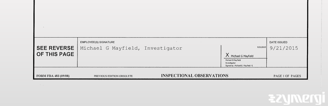 Michael G. Mayfield FDA Investigator 