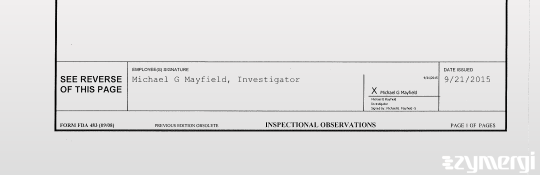 Michael G. Mayfield FDA Investigator