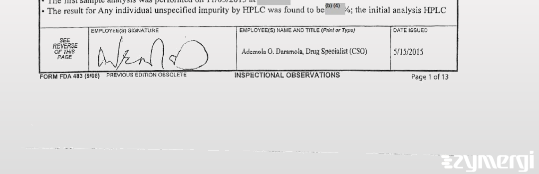 Ademola O. Daramola FDA Investigator 