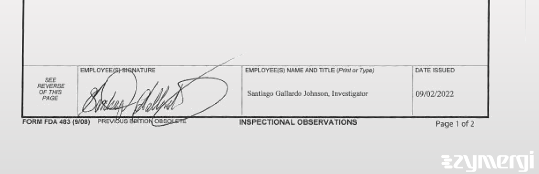 Santiago Gallardo Johnson FDA Investigator Gallardo Johnson, Santiago FDA Investigator 