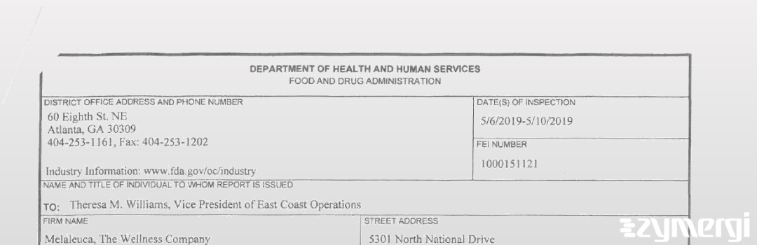 FDANews 483 Melaleuca Inc May 10 2019 top