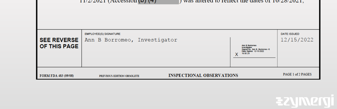 Ann B. Borromeo FDA Investigator