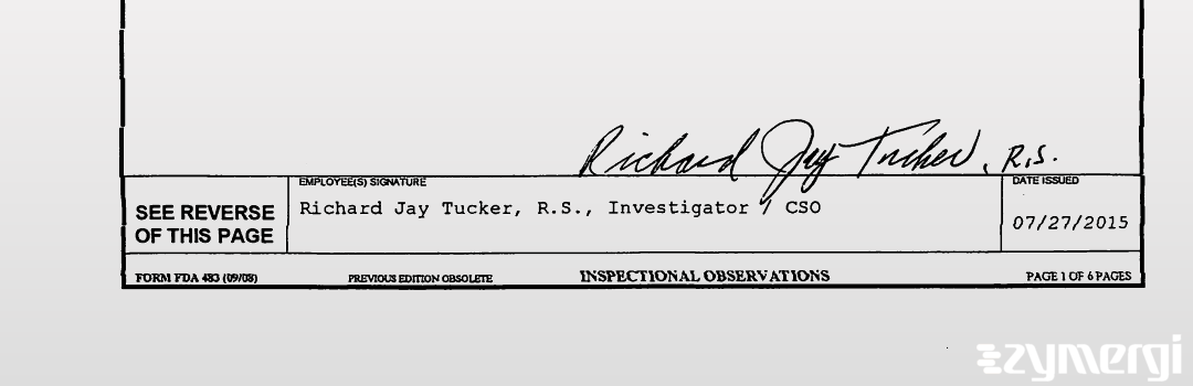 Richard J. Tucker FDA Investigator 