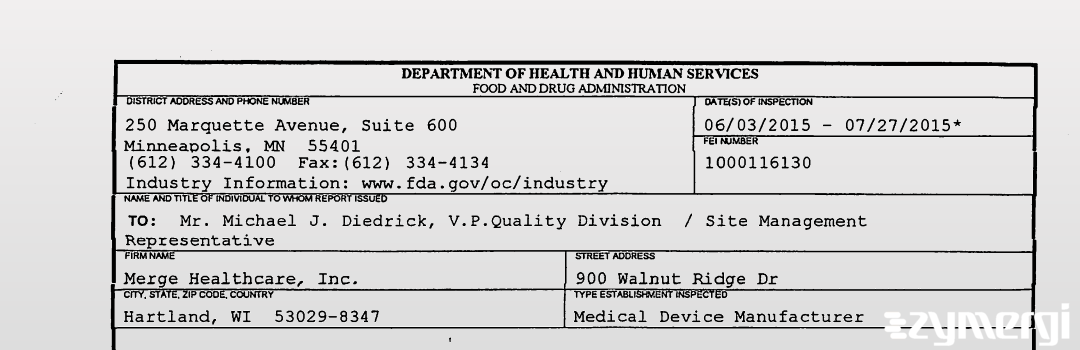 FDANews 483 Merge Healthcare, Inc. Jul 27 2015 top