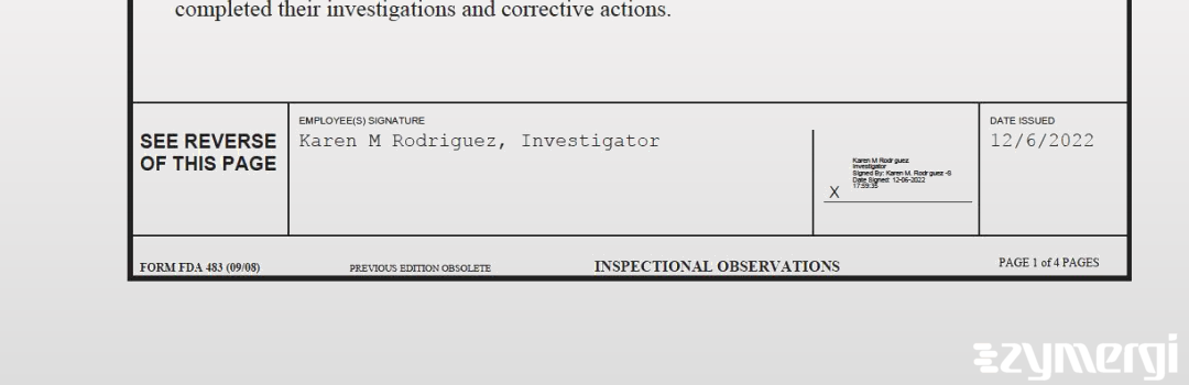 Karen M. Rodriguez FDA Investigator Karen M. Cruz Arenas FDA Investigator Cruz Arenas, Karen M FDA Investigator 